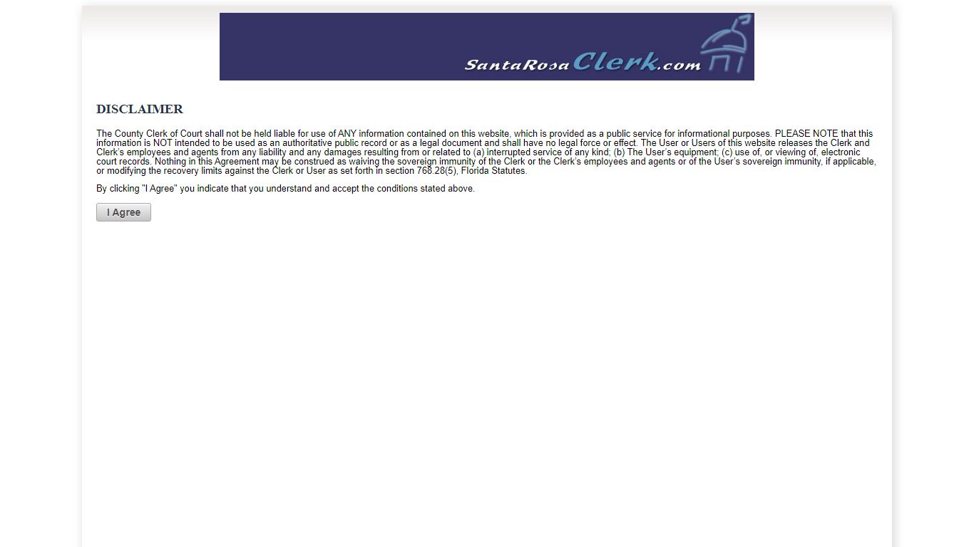 Santa Rosa County OCRS - ONLINE COURT RECORDS SEARCH